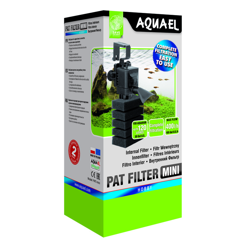 Фильтр внутренний Aquael PAT mini, 4w, 400л/ч, 10-120л