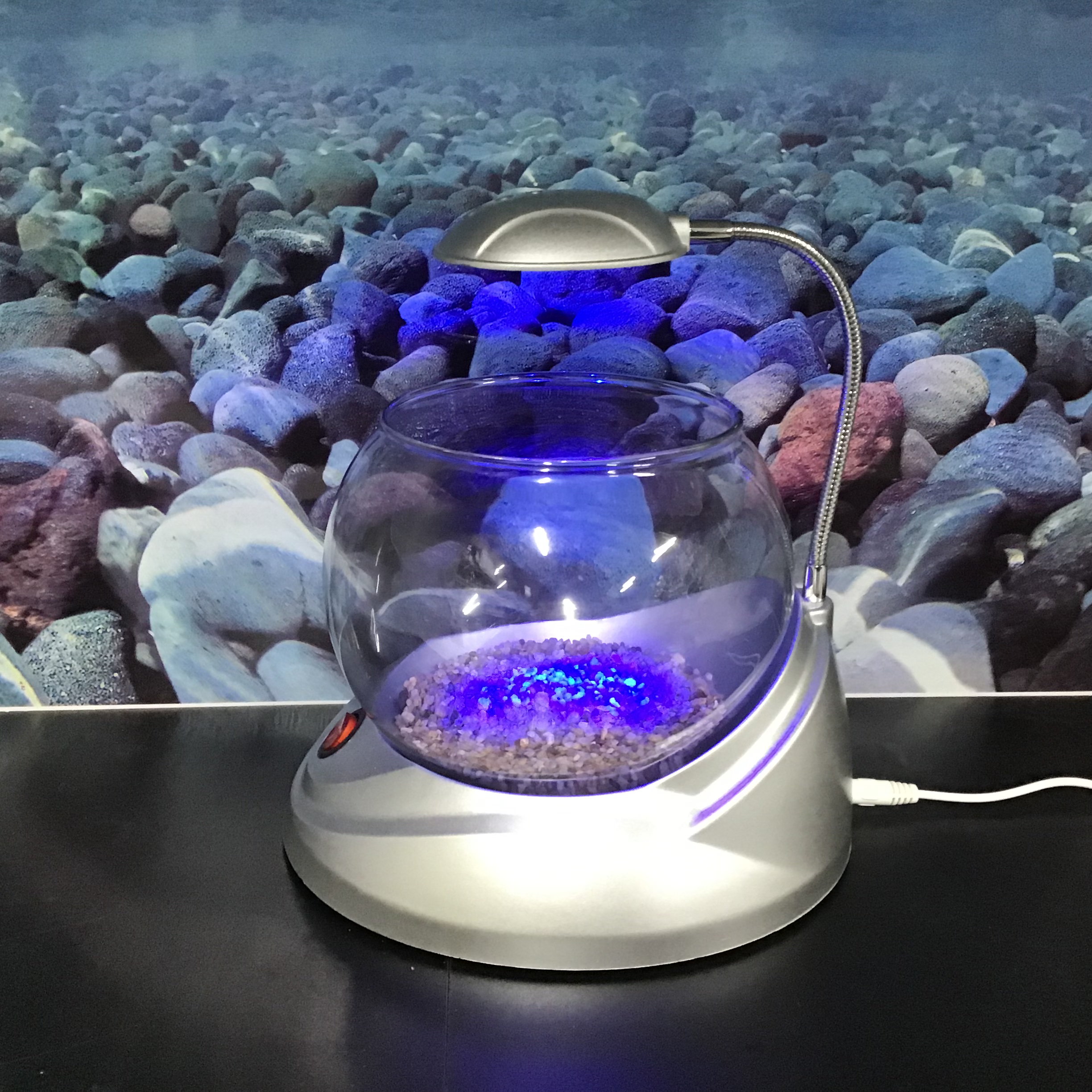 JENECA TG-02 серебро, аквариум круглый 2л, 2w led (zelaqua) — изображение 3